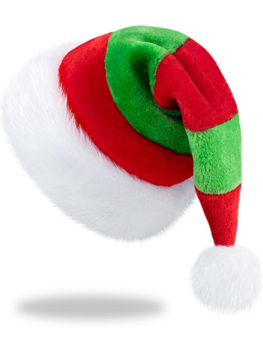 ✨Adults Green Red-1 Pack Plush Pom Pom Soft Velvet Christmas Santa Claus Hat